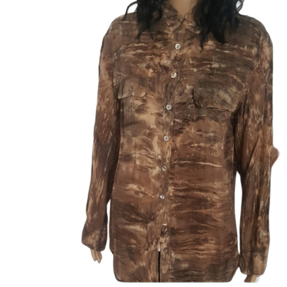 Bashara Lesser Shirt Womens Camo Button down Size Medium
